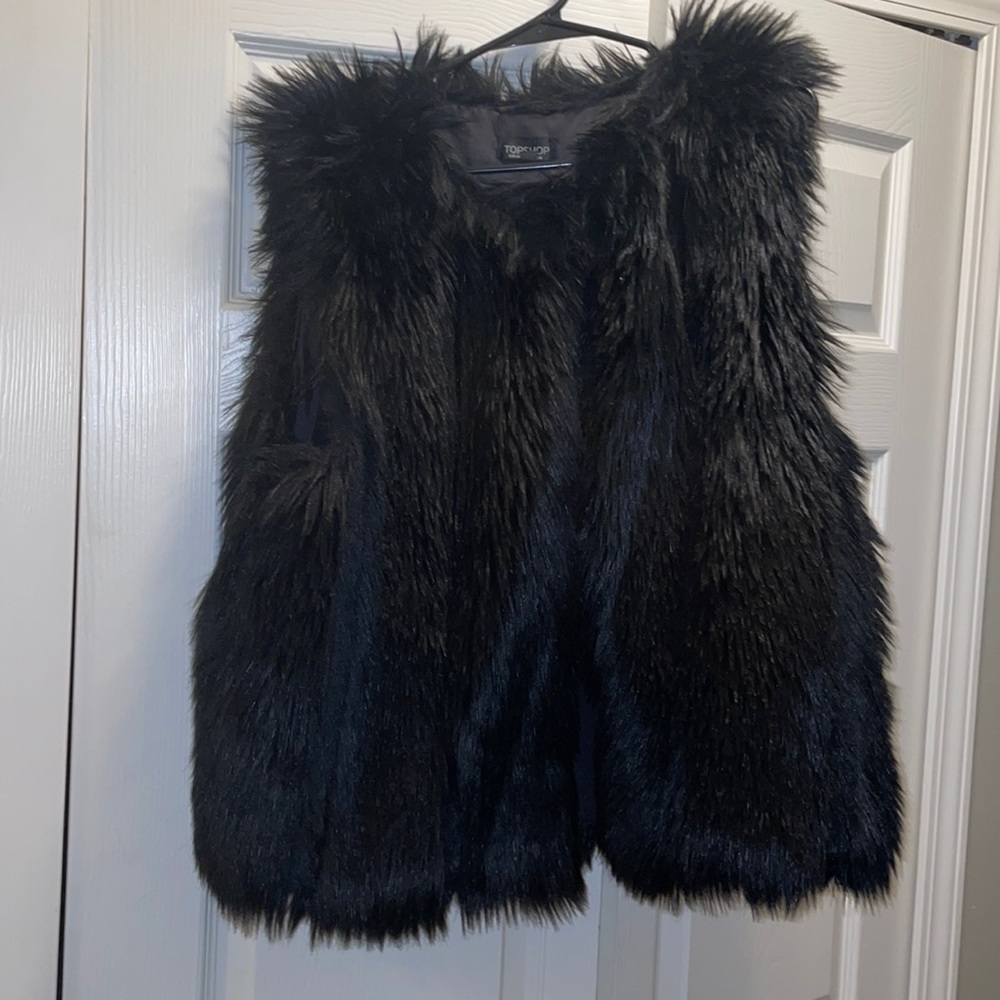 Black Faux Fur Vest Topshop